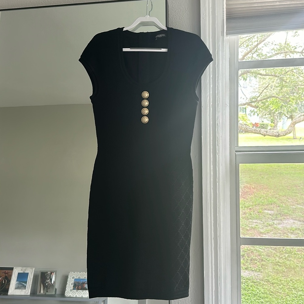 BALMAIN Black bodycon mini dress!! XS/2